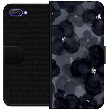 Yhteensopiva Lompakkokotelo Honor Honor 10 Abstrakti tummanvärisellä kukkakuviolla, jossa on elegantti ja dramaattinen tunnelma