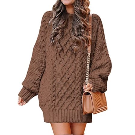 Klänningar med långärmad stickad tröja för kvinnor