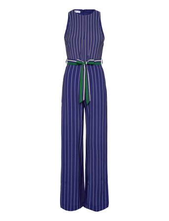 Mango | Striped Jumpsuit With Belt | L