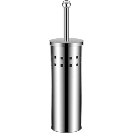 Krominen WC-harja ja harjateline, ruostumaton teräs, pestävät muoviset sisäosat, tyylikäs, hopeanvärinen