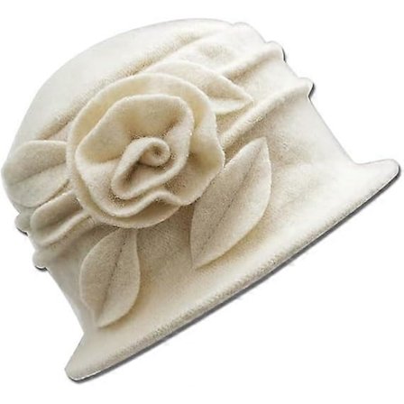 Ullberet för kvinnor Vintage Cloche Fascinator Klassisk Vintermössa 1920-tal