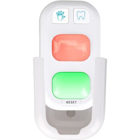 Ajastin lapsille, 2 minuutin hampaiden harjausajastin, 20 sekunnin kylpyhuoneen käsienpesuajastin väri-indikaattorivalolla, kiinnitettävä kylpyhuoneen