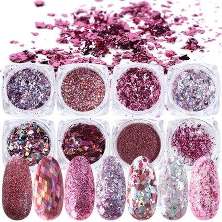 8 stk negle glitter glitter, Negle dekorationer
