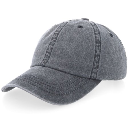 Equip - Kids Black Pigment Washed Dad Cap Unconstructed Black Cap - @ Hatstore