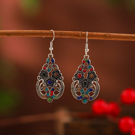 Daisy Ornament Amazon nya runda diamant silver örhängen Vintage blommiga kreativa örhängen kvinnors örhängen