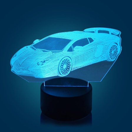 Nattlampa, 3D LED-lampa, 16 färger, touch & fjärrkontroll,