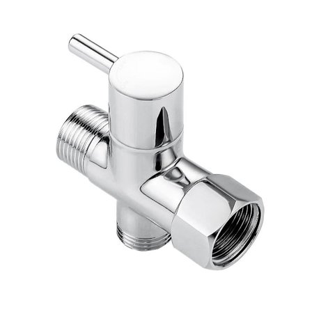 Bidet T-adapter, messing T-adapter med afspærringsventil 3-vejs T-stykke 7/8In x 7/8In x G1/2 til T