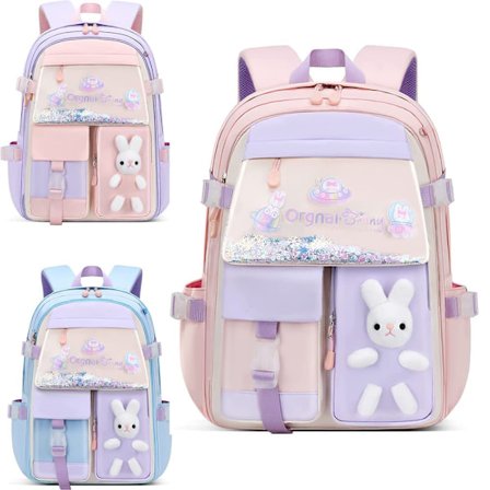 Skolerygsæk til Piger – Sød Kaninrygsæk med Stor Kapacitet & Vandbeskyttelse_TF_TF