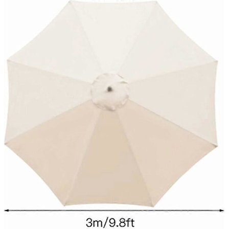 Udskiftningsbetræk til parasol, 8 ribber, 3 m, vandtæt, anti-UV, udskiftningsstof, beige