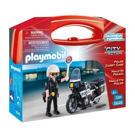 PLAYMOBIL - Police Biker Resväska - Pojke - 13 element - Från 4 år