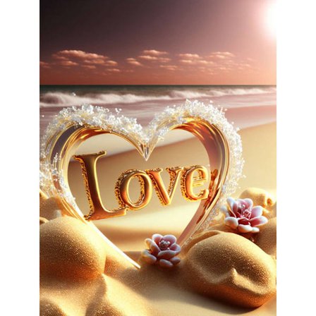 30x40cm voksen børn 5D DIY diamant kunst maleri sæt - seaside LOVE