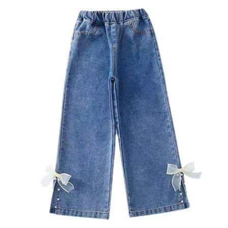 Piger Bred Ben Elastisk Talje Afslappet Løs Pasform Lige Ben Bukser til Efterår Forår 160cm 63in