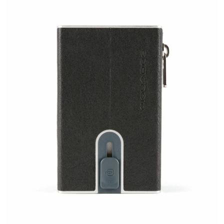 Piquadro, Credit cards holder with Sliding System with Rfid Czarny Square Portamonete Czarny, Mężczyzna, Rozmiar: ONE Size
