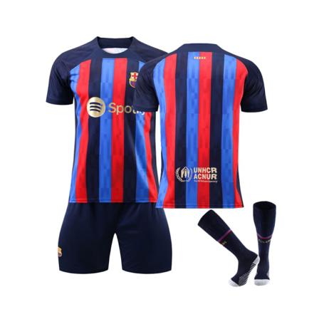 (FC Barcelona Hemma Kit 2022/2023 Fotbollströja 3 Delar Kit för Barn Vuxna XS(155-165CM)