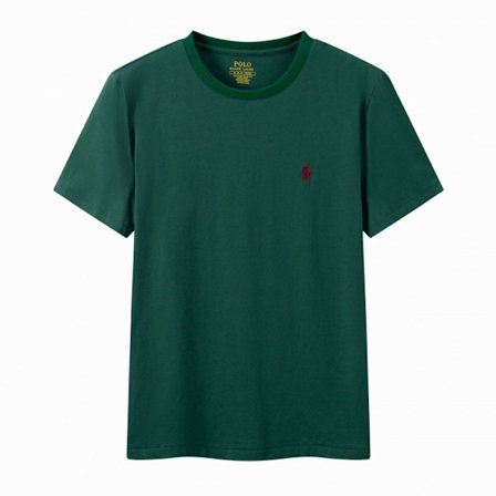 Polo Ralph T-shirt för män, bomull, kortärmad, rund hals, grön T-shirt med röd logga [YJD]