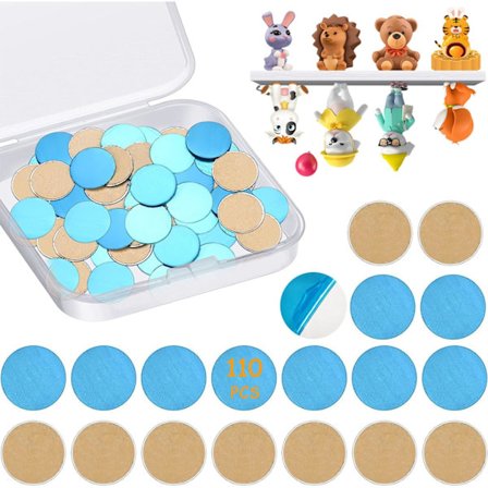 Pakke med 110 selvklæbende metalplader, metalplade til mobiltelefon, magnetisk plade, metalplader af magnetisk rustfrit stål, rund magnetisk
