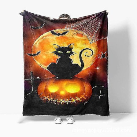 Halloween Jul Julegaver Dekoration Flanell Digitaltryk Tæppe Lurtæppe