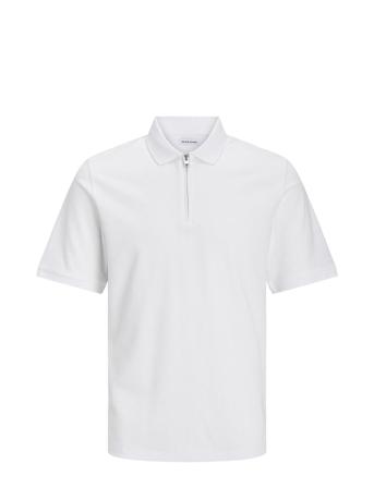 Jack & J S Jjemac Zip Ss Polo Sn Vit