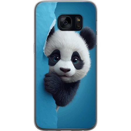 Kompatibel Mobilcover til Samsung Samsung Galaxy S7 Sød panda, der kigger gennem papir i en blød 3D-illustration