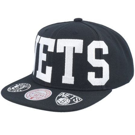 Mitchell & Ness - NBA Svart snapback Keps - Brooklyn Nets Big Text 1 Black Snapback @ Hatstore
