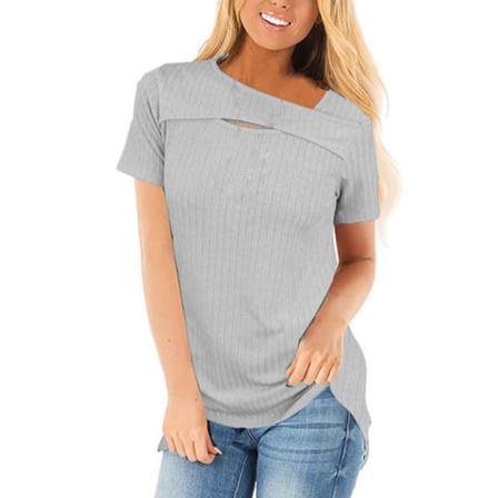 Kortärmad T-shirt För Kvinnor Med Rund Hals