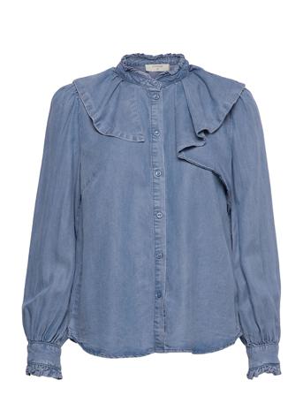 Crgritta Flonce Blouce Shirts Denim Shirts Blå Cream*Betinget Tilbud