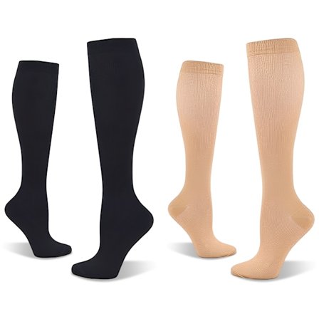 Kompresjonsstrømper for menn og kvinner - Knehøye sportssokker for reise, sykepleie og graviditet, komfortabel og støttende passform