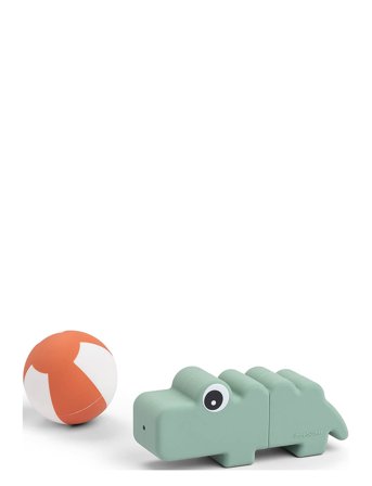 Done by Deer Bath Squirter Toy Croco Green - Green - CROCO:11X 3X H 4.5CM.BALL:Ø 5CM