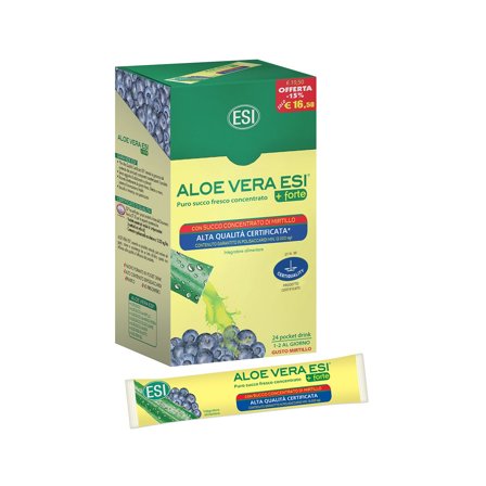 Esi Aloe Vera Succo + Forte Con Mirtillo 24 Pocket Drink