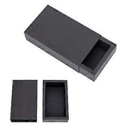 Liten papperslåda, svart kartonglåda med 2 lådor för förvaring, 12,7x10,7x4,2 cm