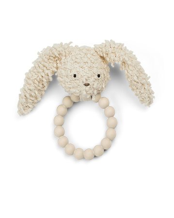 SMALLSTUFF Rattle Dog Silicone Ring Off. White Bouclé, Børn & Forældre, Legetøj, Bideringe