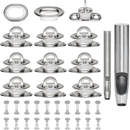 Ovalformade vridlås i nickelfärgad mässing för presenning med verktyg, öljetter för presenning i tyg, gör-det-själv-hantverk, läderplånbok