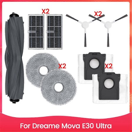 Dreame Mova E30 Ultra Robotti-imurin pääharja sivuharja Hepa-suodatin Moppiliina Pölypussi Vaihto