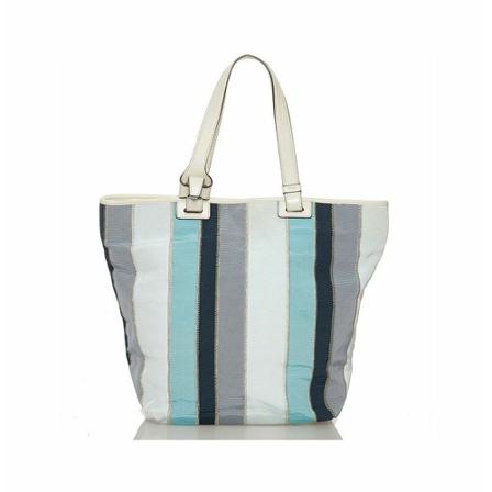Salvatore Ferragamo Pre-owned Stripes Canvas Tote Tas , Blauw , Dames , Maat: ONE Size Vintage Tassen