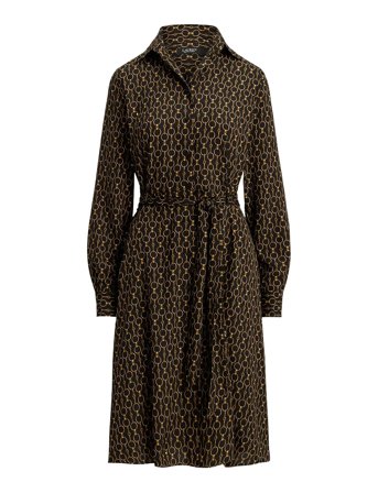 Lauren Ralph Lauren | Chain-Print Crepe Shirtdress | 38