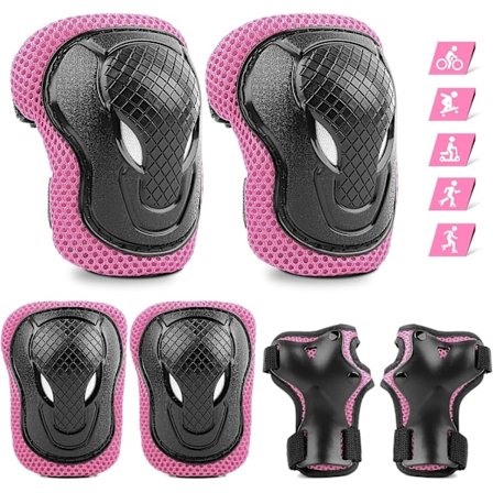 Barn Knæ- og Albuebeskyttere Sæt 6-delt Skateboard Pad Justerbar Rulleskøjter Håndledsbeskyttere Cover, Dreng og Pige Beskyttelsesudstyr Kit