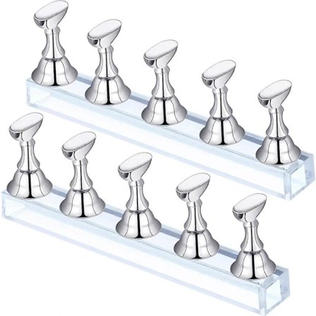 2 Sæt Akryl Negle Display Stativ Negleøvelsesholder Magnetisk Negleøvelsesstativ Fingernagle DIY Neglestativ til Falske Negle Manicureværktøj Salon...