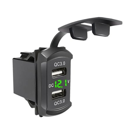 QC3.0 Kaksois-USB QC -liitäntä Autolaturi 12-24V LED Volttimittari Autotarvikkeet Virtalähde Toyota Nopeaan Lataukseen 5V