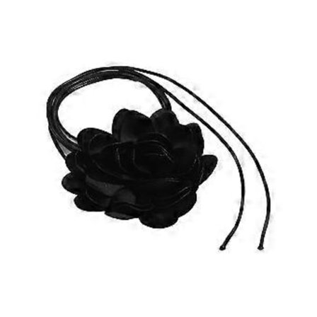 Blommig Rem Choker Blomma Halsband Tyg Konstgjord Blomma Choker Tygmaterial Klädtillbehör för Kvinnor Flicka Svart