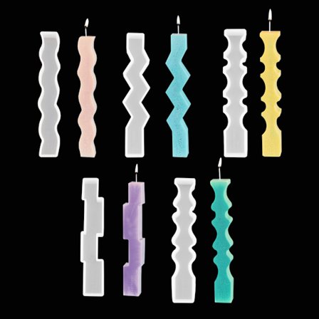 6 stk. lysestage harpiksform, lang lys silikoneform til lysfremstilling, DIY søjlelys silikoneform.