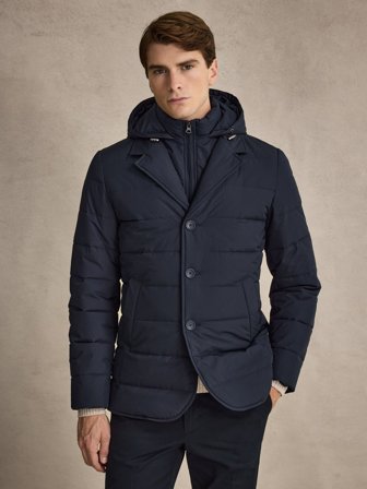 John Henric Men's Marineblaue Steppjacke Size L