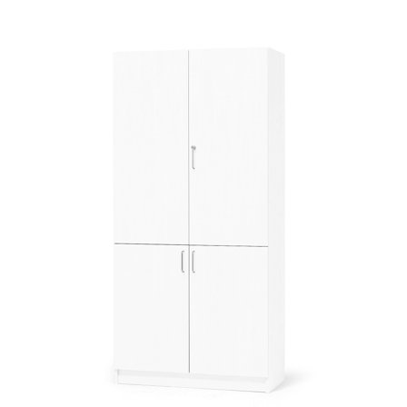 Lagerschrank THEO aus Holz, 4 Türen, 1000x320x2100 mm, weiß