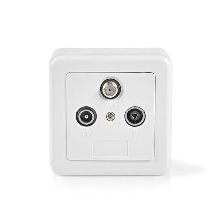 Antenni Pääterasia | 1x F-Liitin Naaras / 1x IEC Liitin Naaras / 1x IEC Liitin Uros | 75 Ohm | Paluukanava | Hopea / Valkoinen