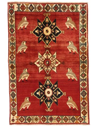 Hand Knotted Qashqai Fine Rug 130X196 Wool Dark Red/Brown Small