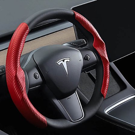 Tesla rattkåpa modell 3/y mocka kolfiber ultratunn svettabsorberande specialratt 2023 biltillbehör