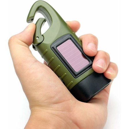 2 st Solcellsficklampa, Solcells-LED-ficklampa & Handvev Laddningsbar Ficklampa Utomhusaktivitet Nödljus - Grön [Ene