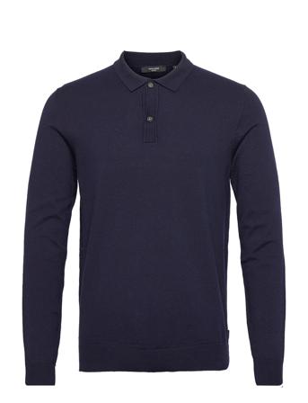 Jprblamark Cotton Knit Polo Ls Blue Jack & J S