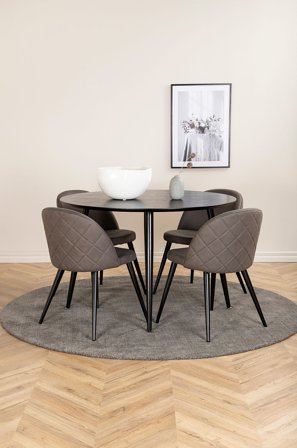 Venture Home - Matgrupp Dipp med 4 st matstolar Velvet Stitches - Svart - Matgrupper - Från Homeroom