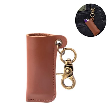 Vintage Portabel Tändare Fodral Hållare för BIC Standard Storlek med Nyckelring och Bältesklämma - Brunt Alternativ - 1-pack