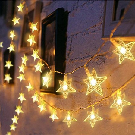 Tähtivalosarja, 10M 80 LED-valosarja, koristeellinen valoverho, ulkokoristelu, puutarha, sisätilojen joulujuhlat, hääilta